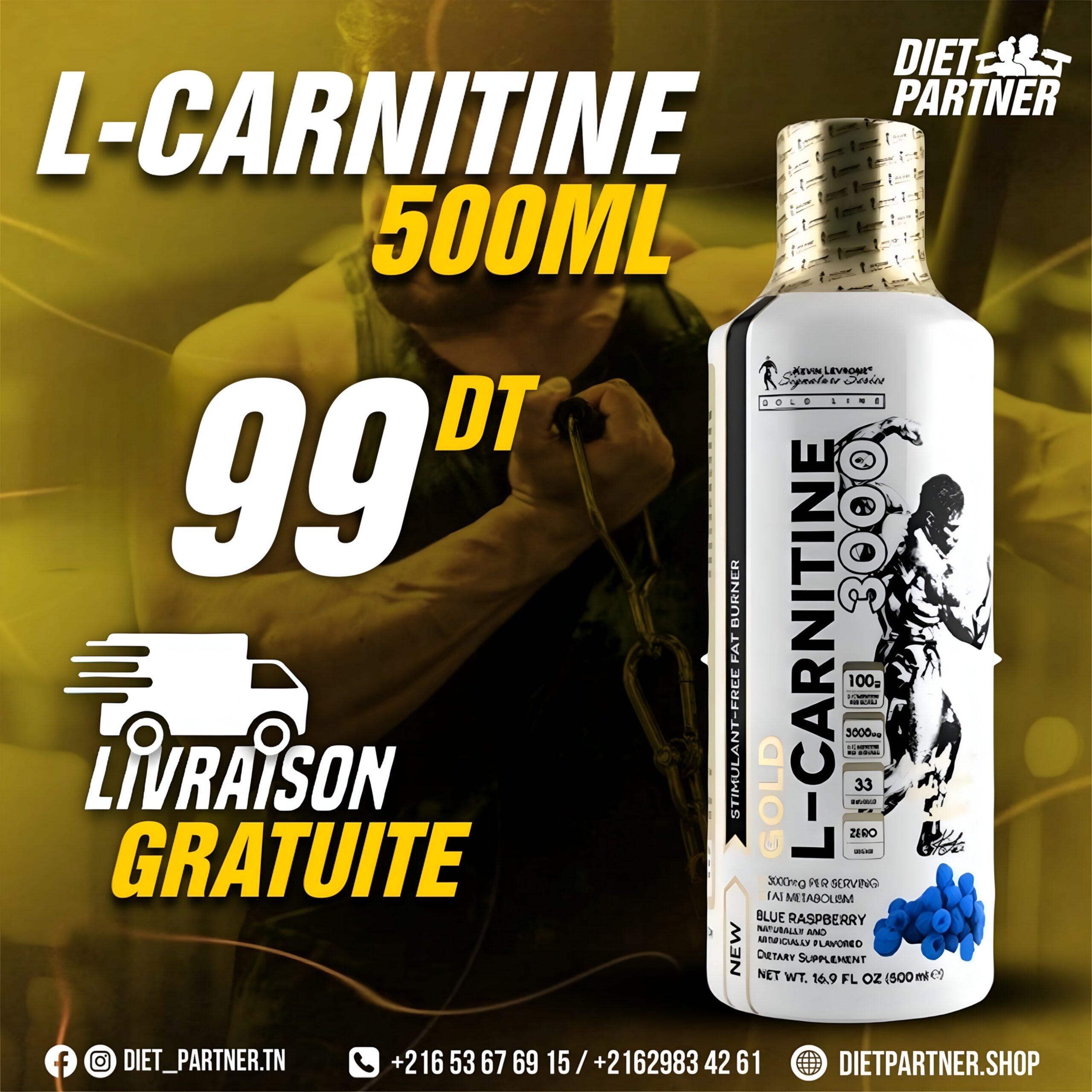 Lcarnitine Kevin Levrone 500ML + Livraison Gratuite